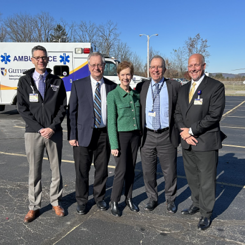 Pictured Left to Right: Dr. Marc Harris, System Chairman, Emergency Medicine; Don and Robin Ferrario; Dr. Edmund Sabanegh, President and CEO, The Guthrie Clinic; Joseph Sawyer, SVP, President, Guthrie Robert Packer Hospital, Towanda Campus