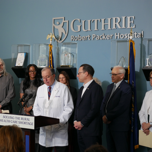 Guthrie took center stage as a model for strengthening rural health care, as Robert Packer Hospital hosted Pennsylvania Governor Josh Shapiro at a news conference Thursday. The Governor highlighted key budget proposals aimed at tackling workforce shortages impacting hospitals and health systems across the Commonwealth. 